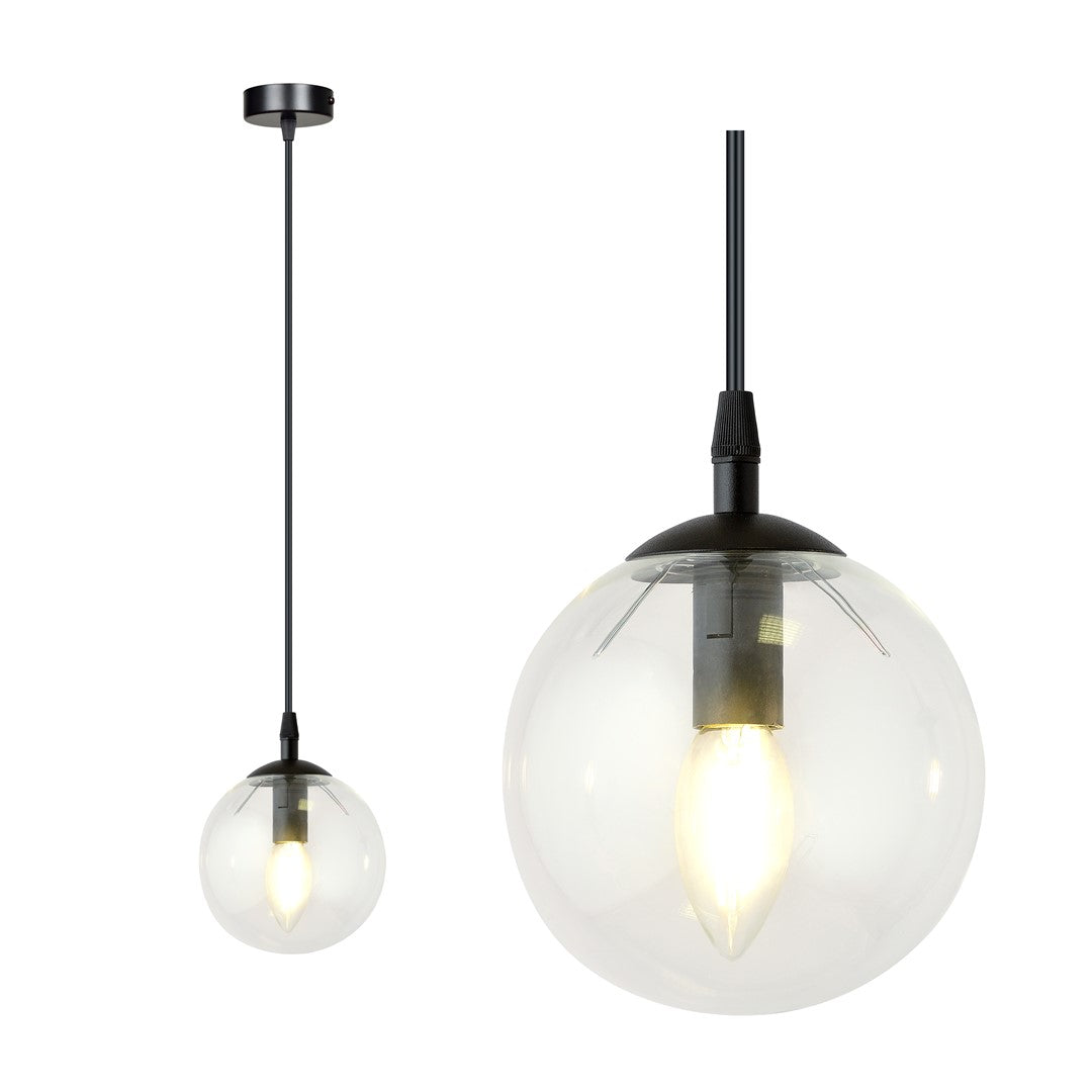 COSMO 1 Pendellampe – Sort & transparent Glas | Emibig