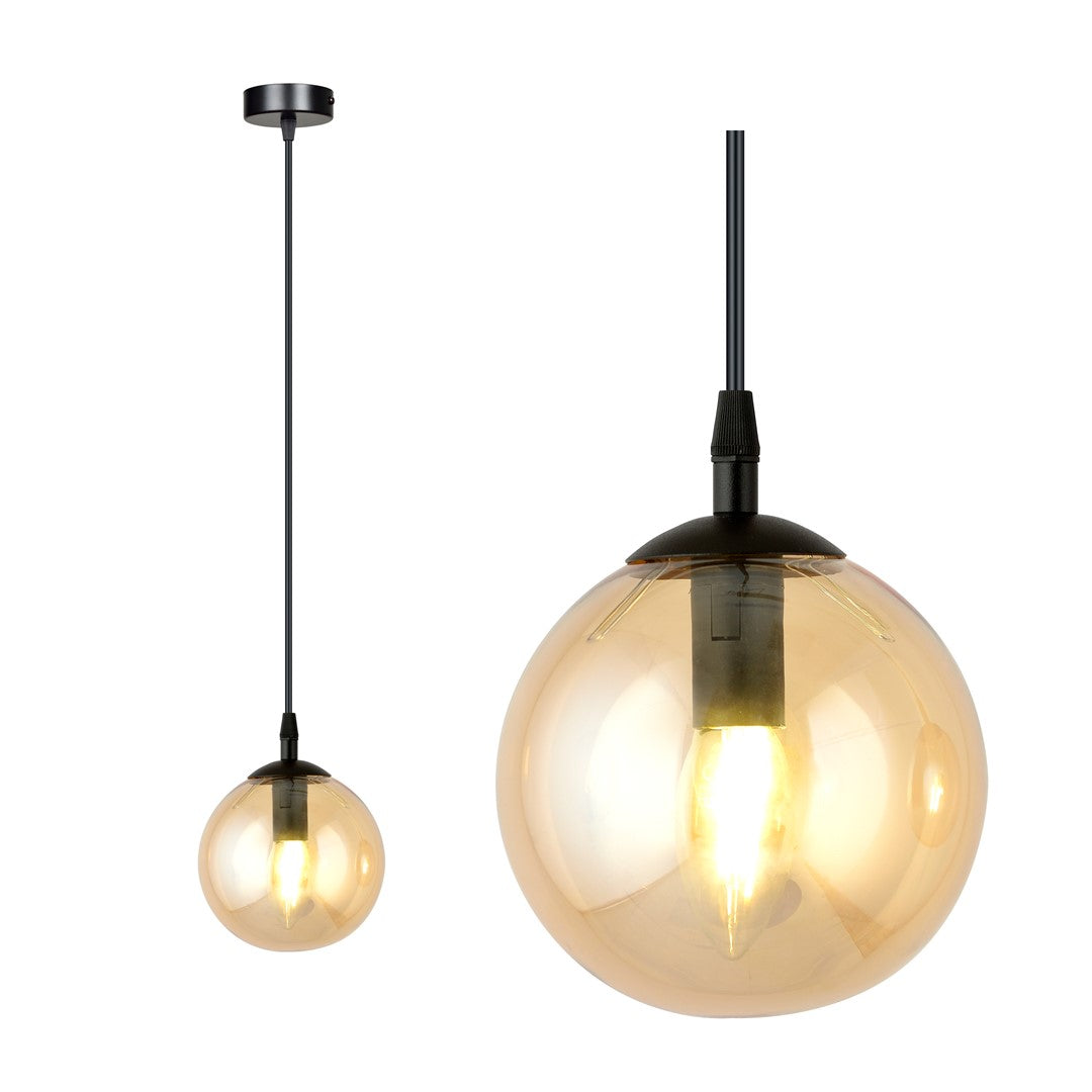COSMO 1 Pendellampe – Sort & Ravfarvet Glas | Emibig