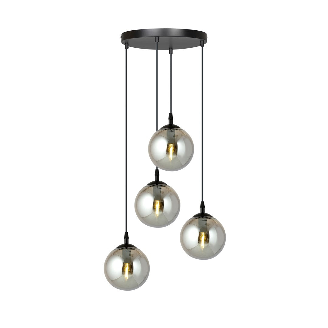 COSMO 4 PREMIUM Pendellampe – Sort & Grafitfarvet Glas | Emibig