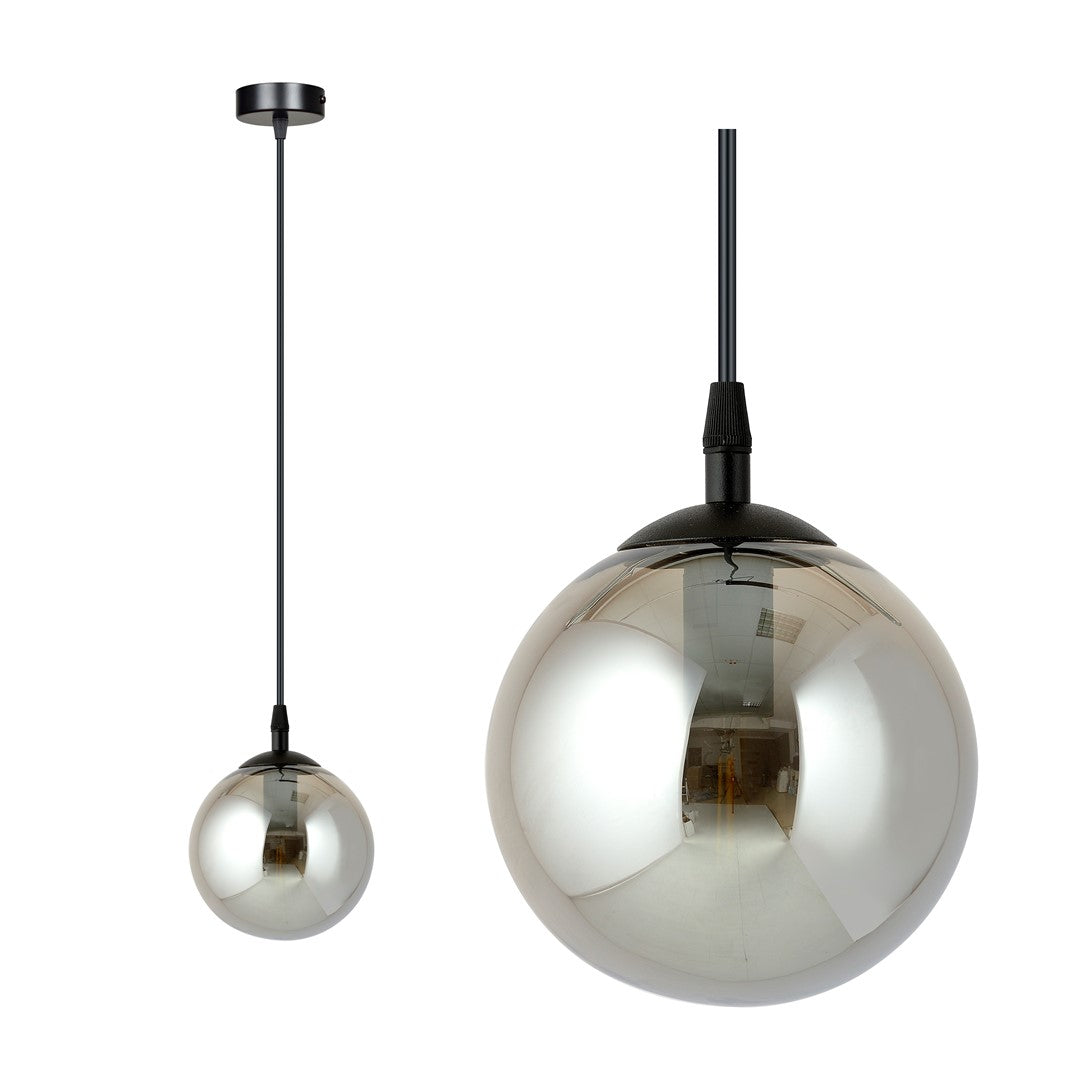 COSMO 1 Pendellampe – Sort & Grafitfarvet Glas | Emibig