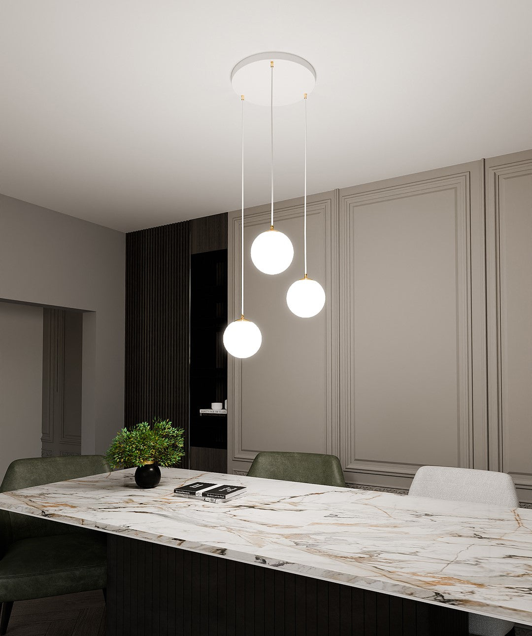 ROYAL 3 Hvid Pendellampe | Emibig