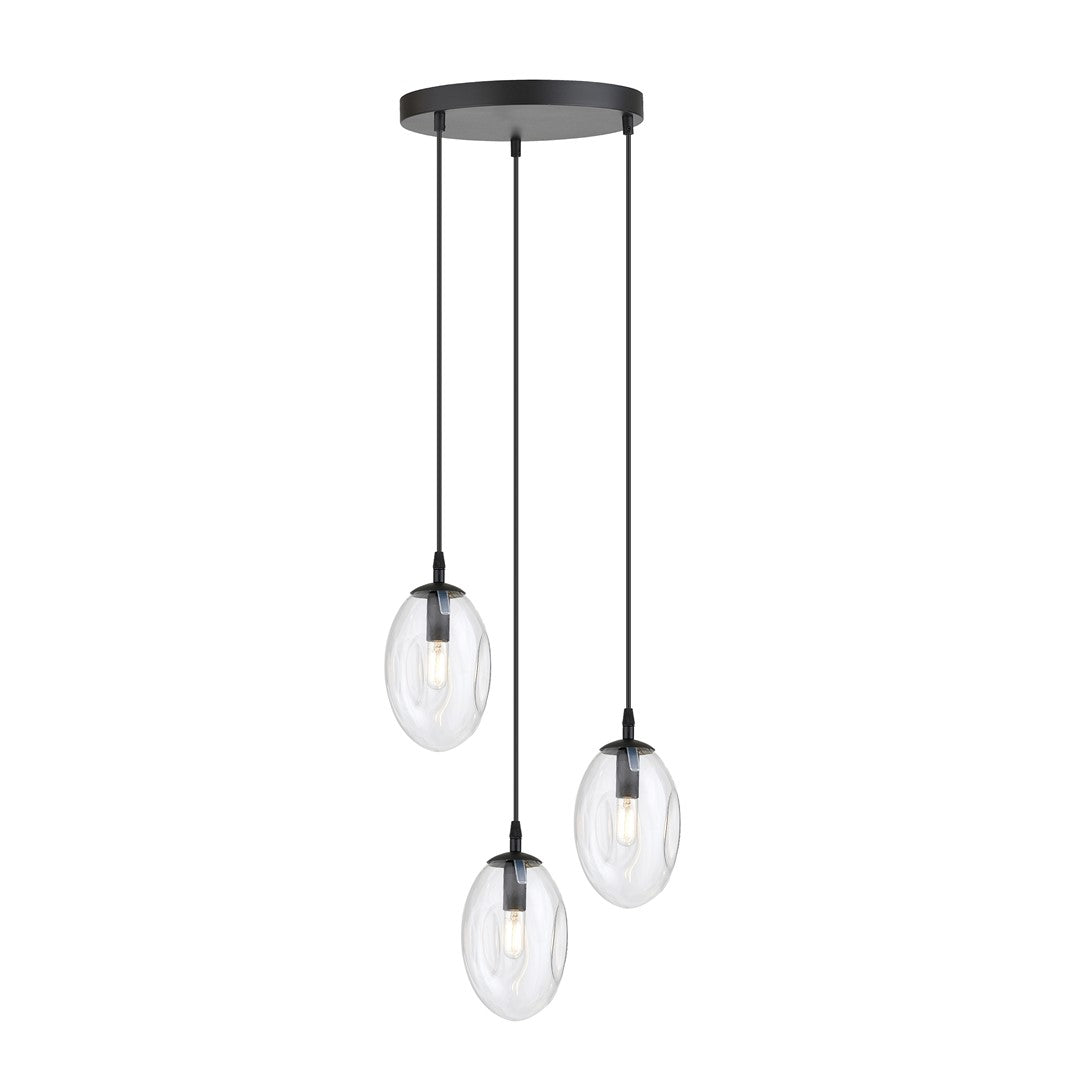 ASTRAL 3 Pendellampe - Sort & Transparent Glas | Emibig