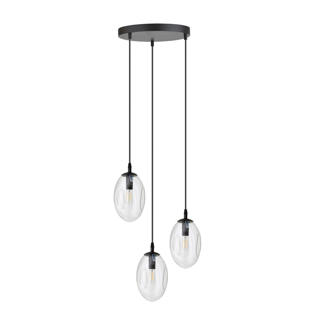 ASTRAL 3 Pendellampe - Sort & Transparent Glas | Emibig