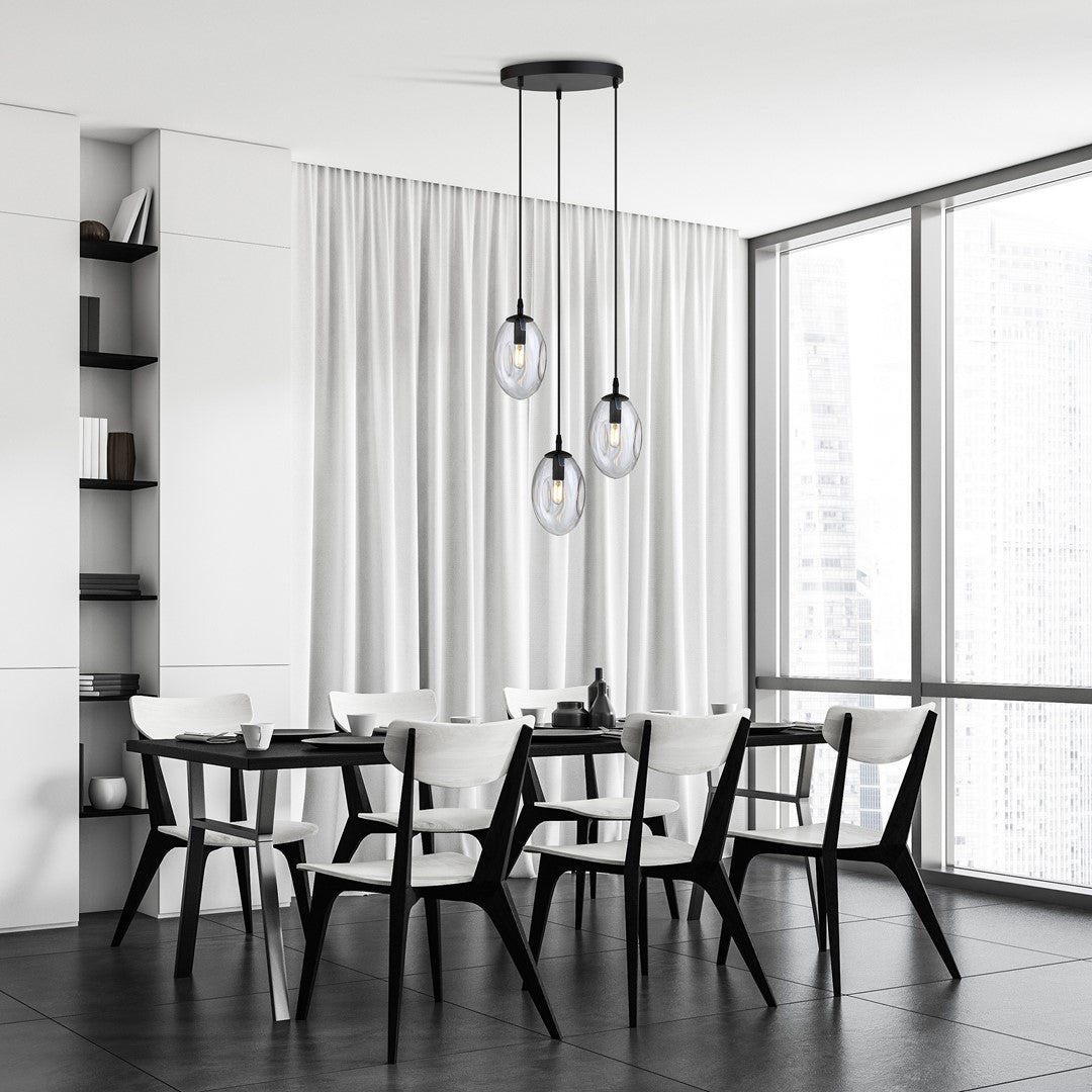 ASTRAL 3 Pendellampe - Sort & Transparent Glas | Emibig