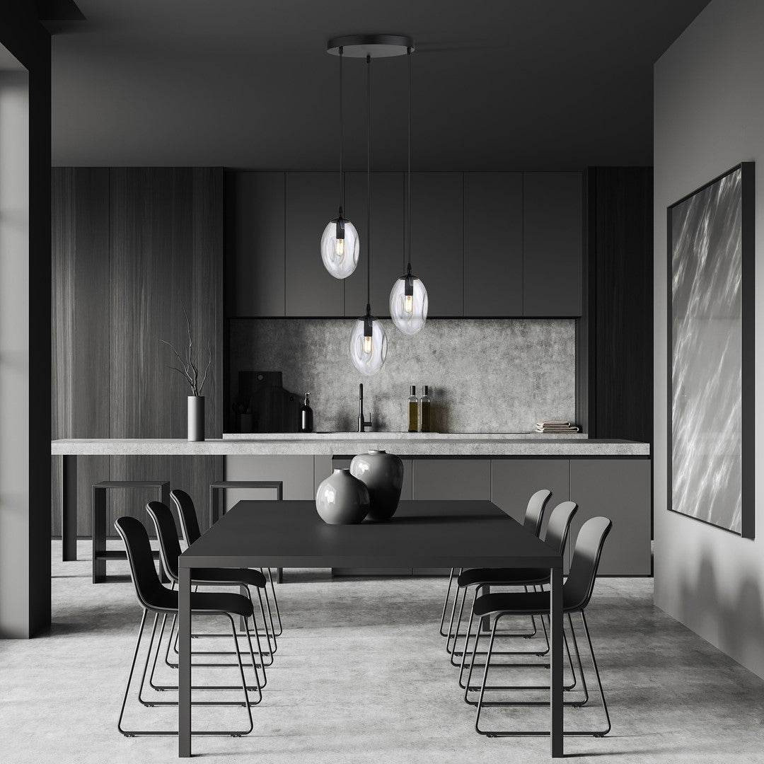 ASTRAL 3 Pendellampe - Sort & Transparent Glas | Emibig