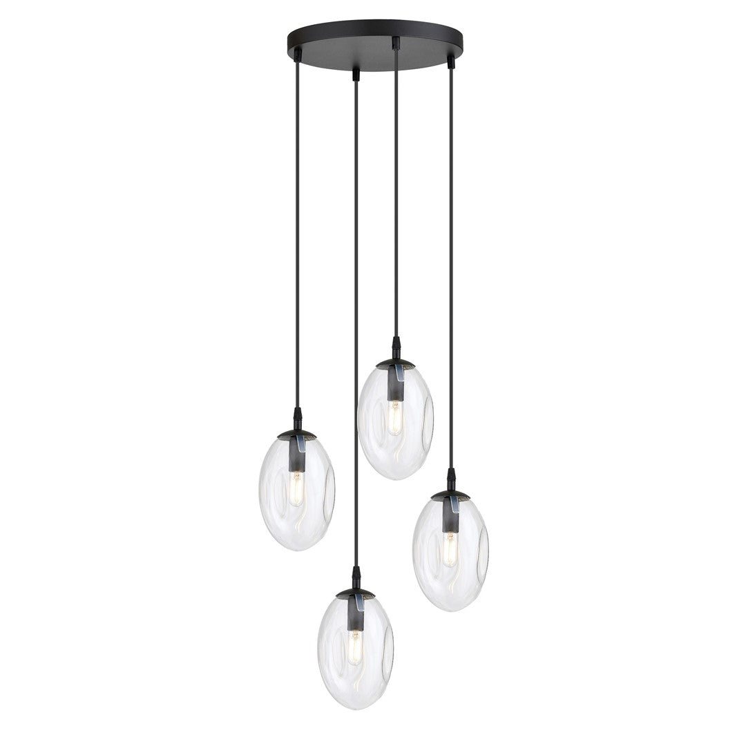 ASTRAL 4 Pendellampe - Sort & Transparent Glas | Emibig