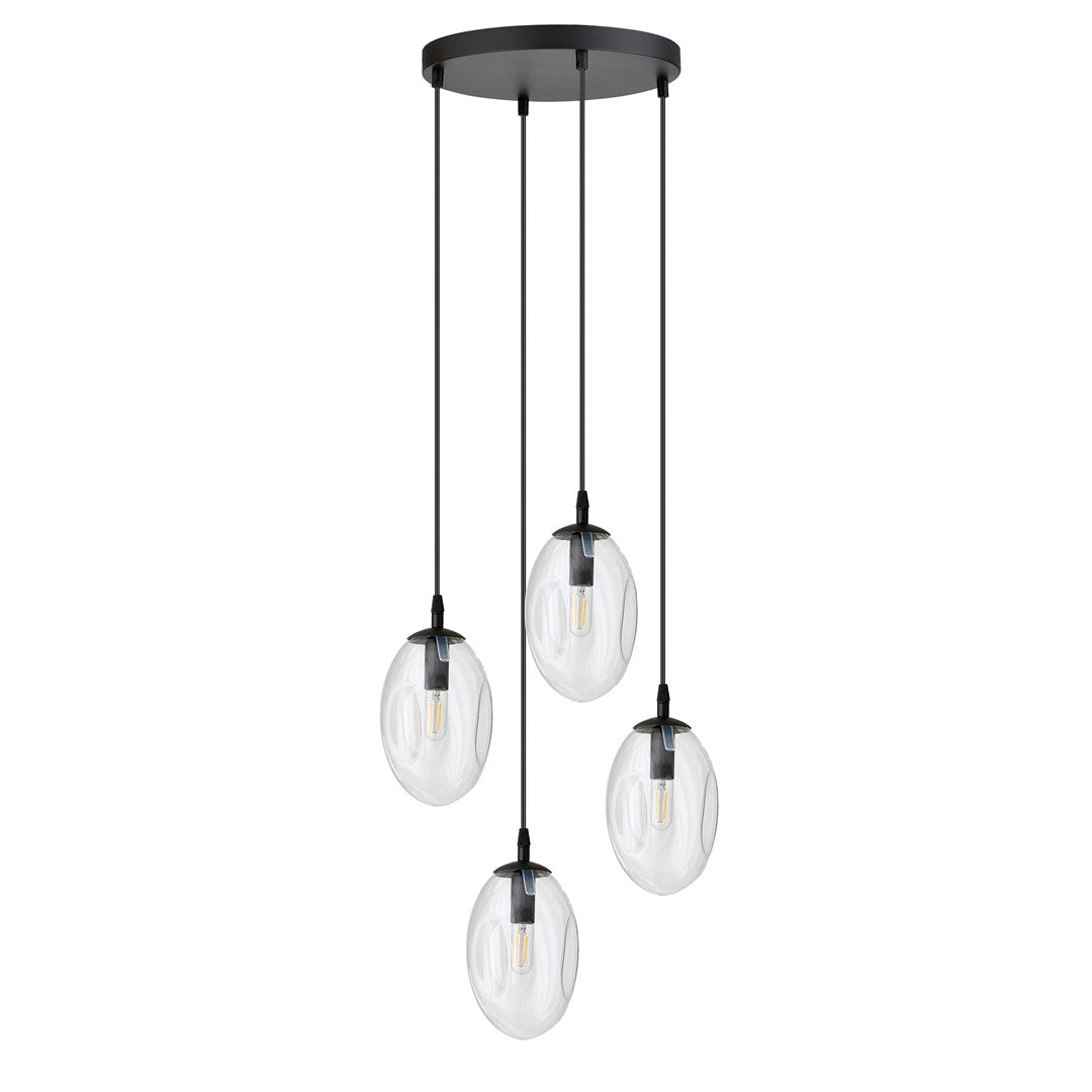 ASTRAL 4 Pendellampe - Sort & Transparent Glas | Emibig