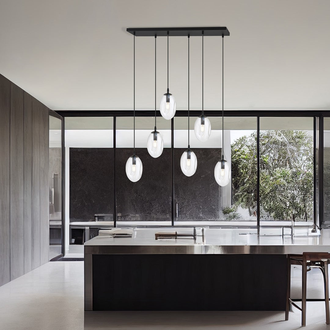ASTRAL 6 Pendellampe – Sort & Transparent Glas | Emibig