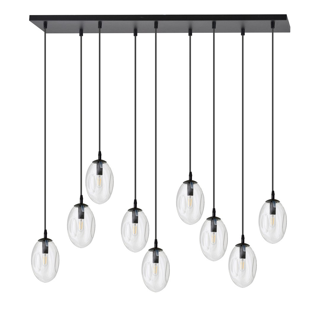 ASTRAL 9 Pendellampe – Sort & Transparent Glas | Emibig