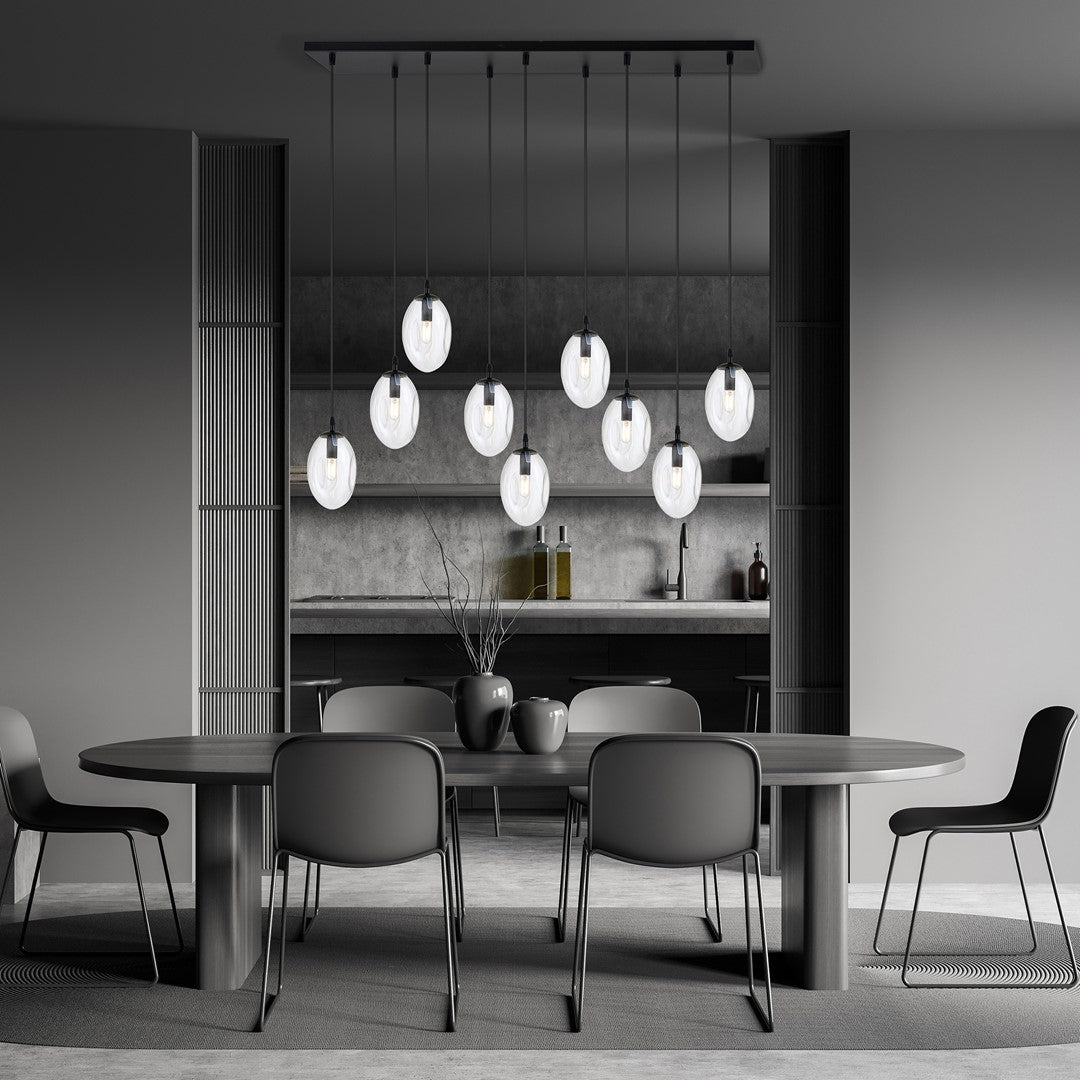 ASTRAL 9 Pendellampe – Sort & Transparent Glas | Emibig