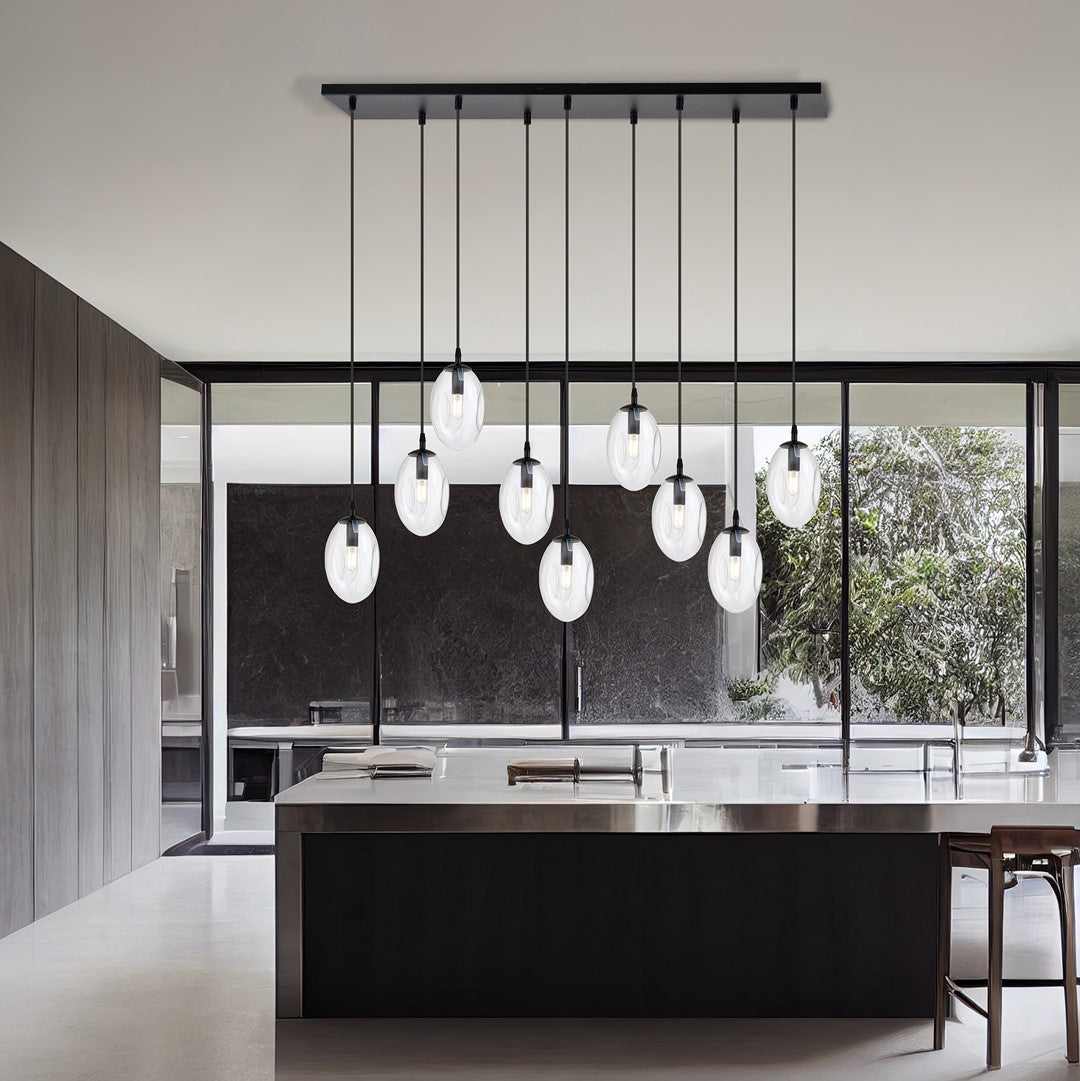 ASTRAL 9 Pendellampe – Sort & Transparent Glas | Emibig