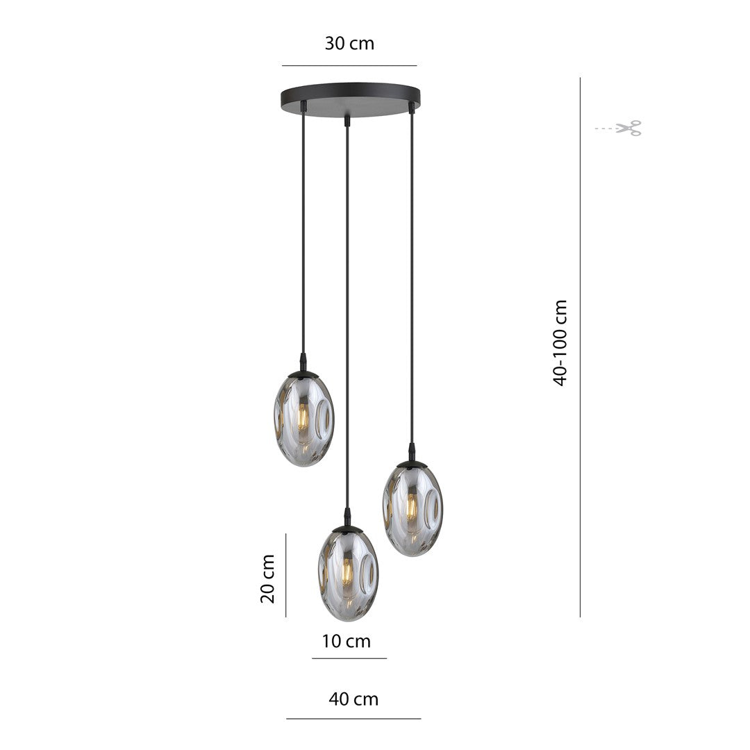 ASTRAL 3 Pendellampe - Sort & Grafitfarvet Glas | Emibig