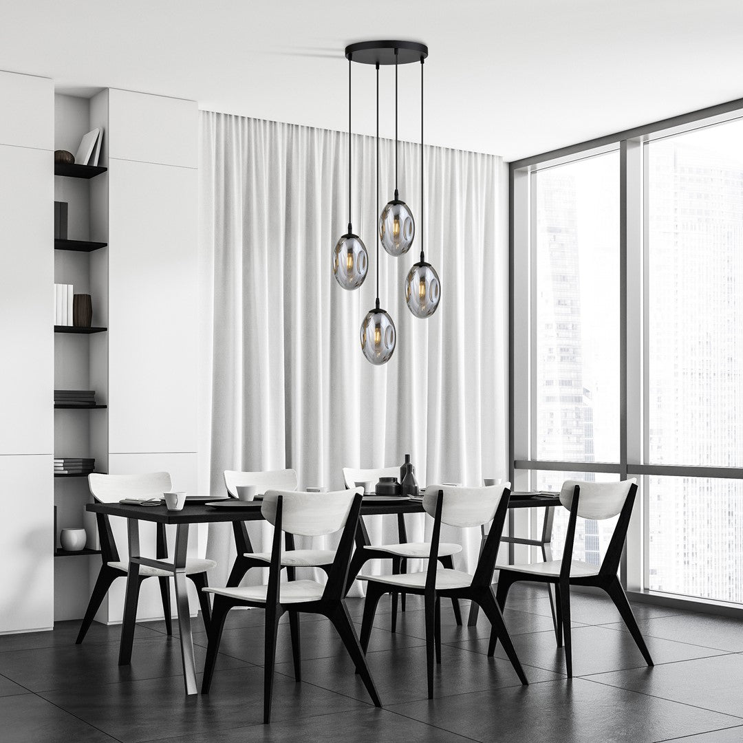ASTRAL 4 Pendellampe - Sort & Grafitfarvet Glas | Emibig