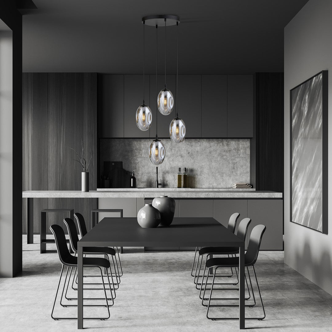 ASTRAL 4 Pendellampe - Sort & Grafitfarvet Glas | Emibig
