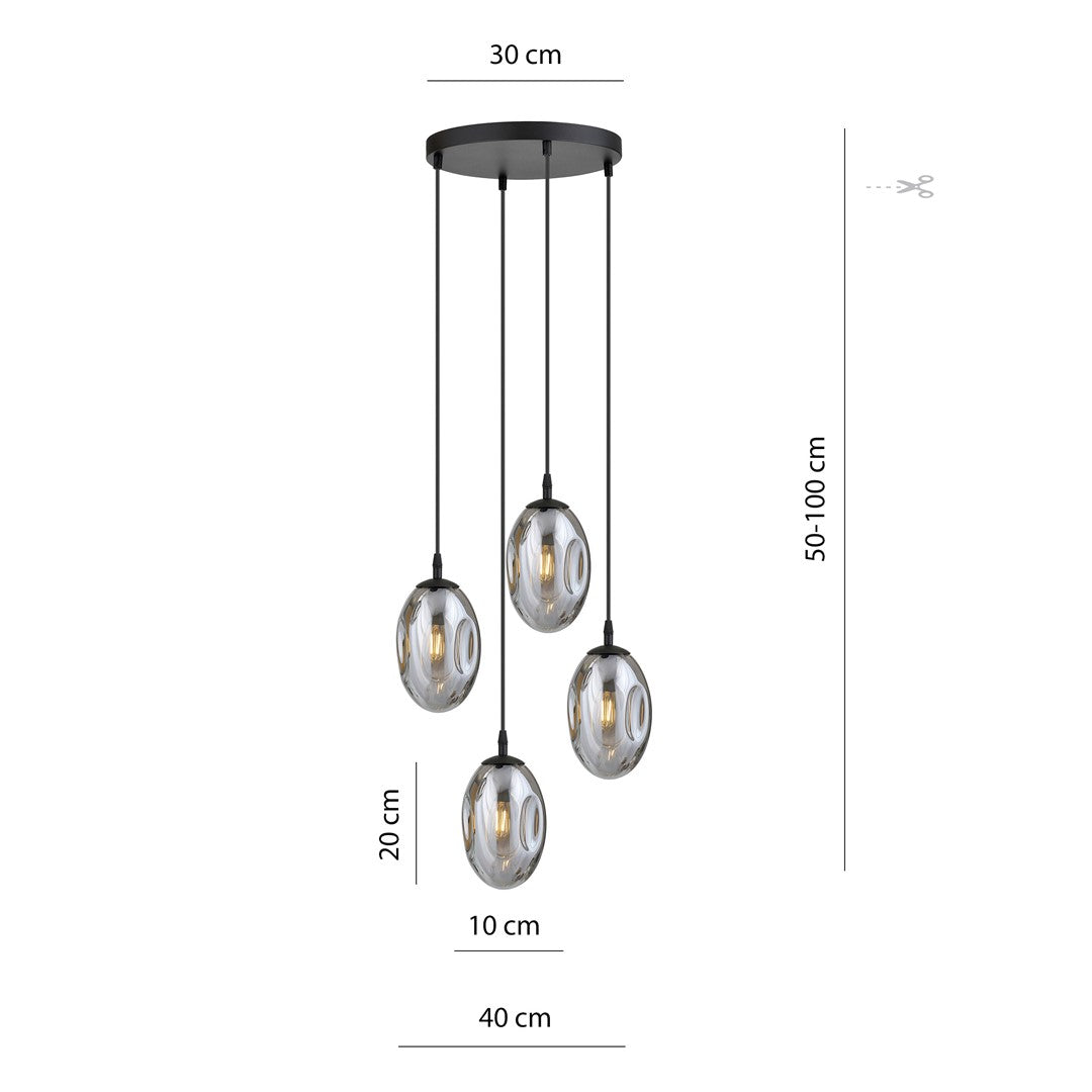 ASTRAL 4 Pendellampe - Sort & Grafitfarvet Glas | Emibig
