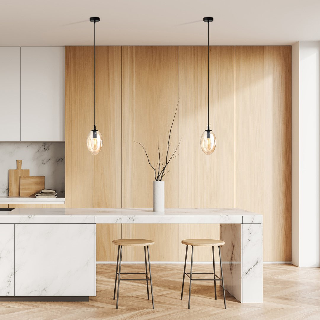 ASTRAL 1 Pendellampe – Sort & Ravfarvet Glas | Emibig