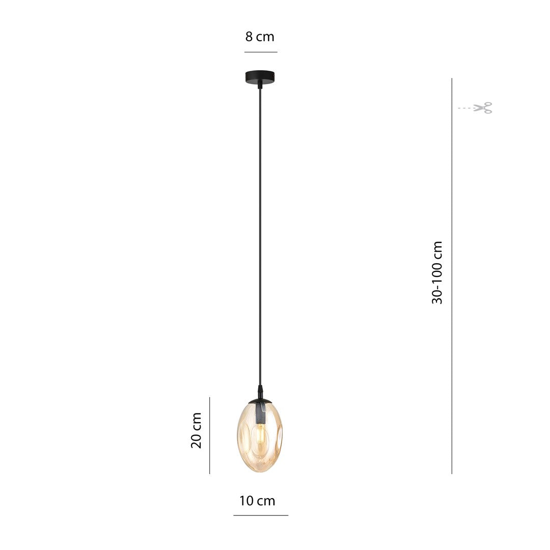ASTRAL 1 Pendellampe – Sort & Ravfarvet Glas | Emibig
