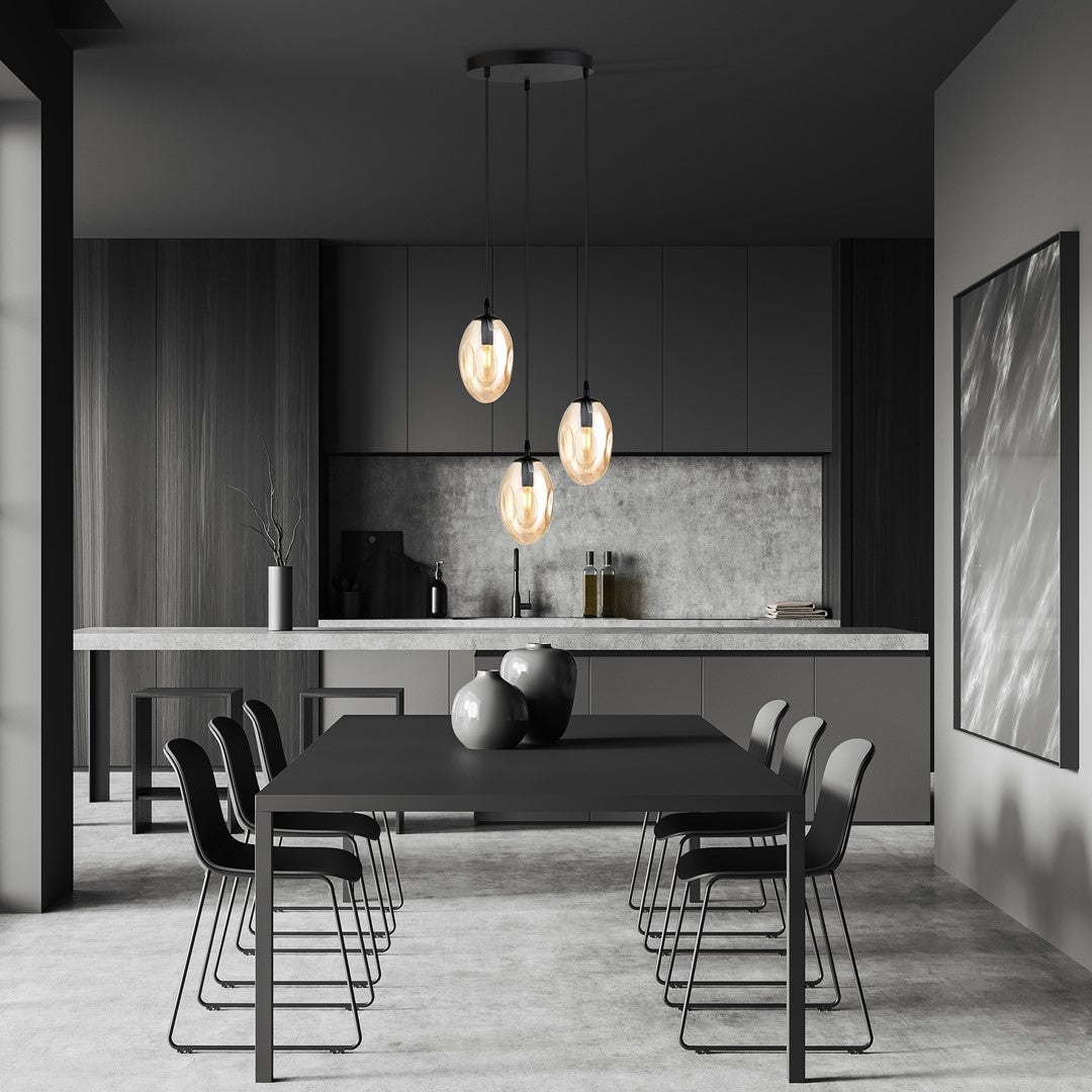 ASTRAL 3 Pendellampe – Sort & Ravfarvet Glas | Emibig