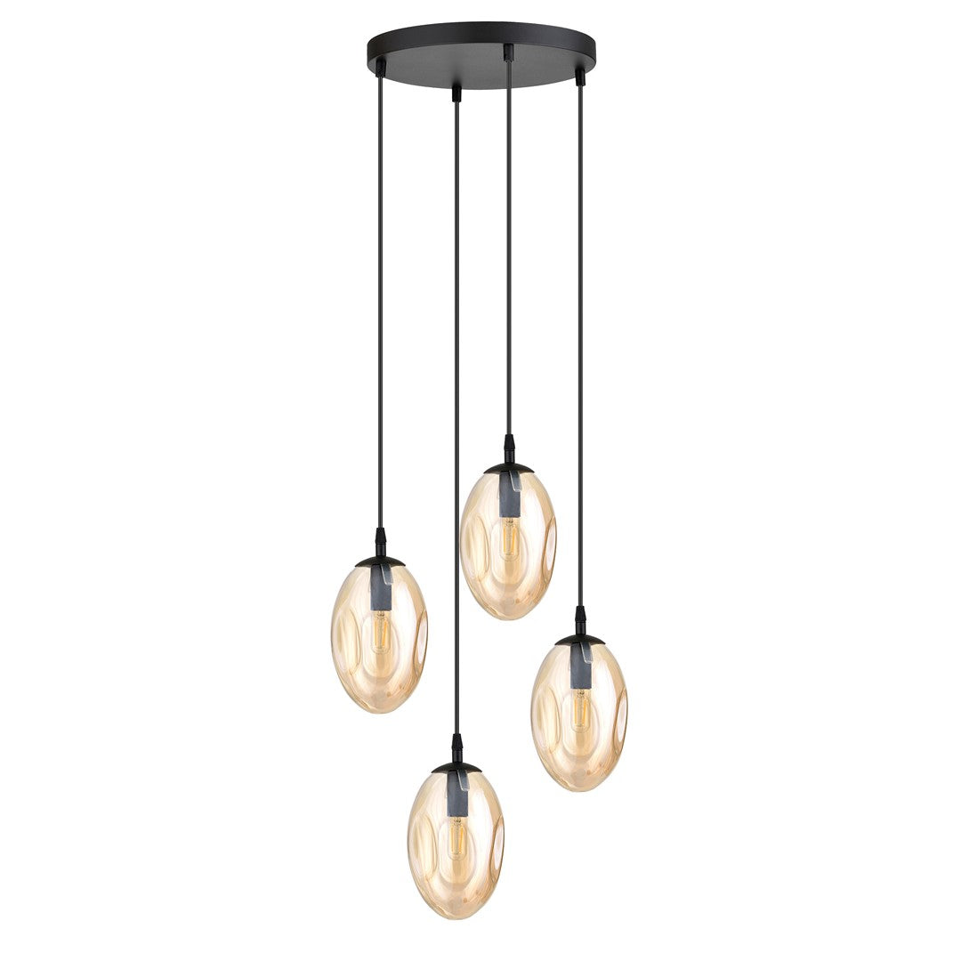 ASTRAL 4 Pendellampe – Sort & Ravfarvet Glas | Emibig