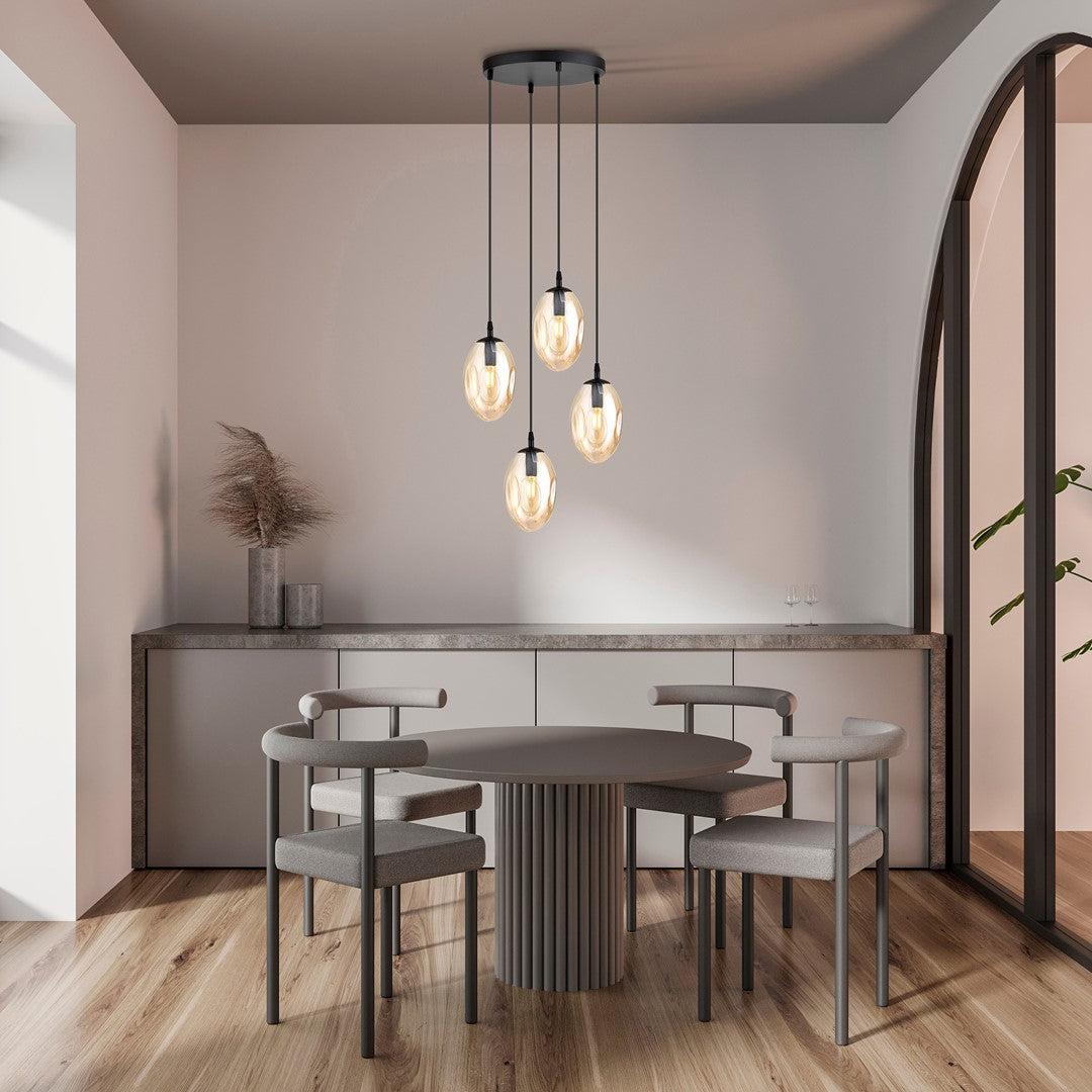 ASTRAL 4 Pendellampe – Sort & Ravfarvet Glas | Emibig