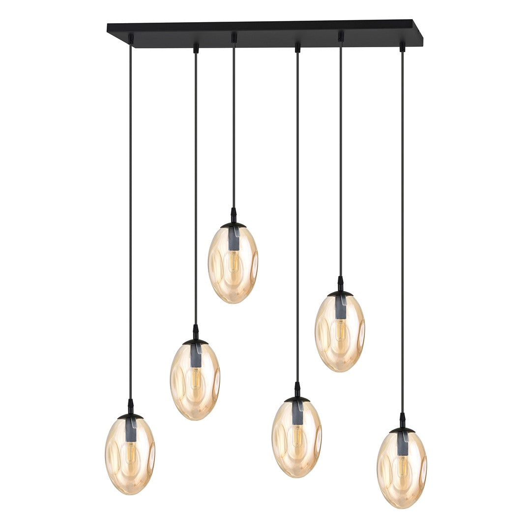 ASTRAL 6 Pendellampe – Sort & Ravfarvet Glas | Emibig