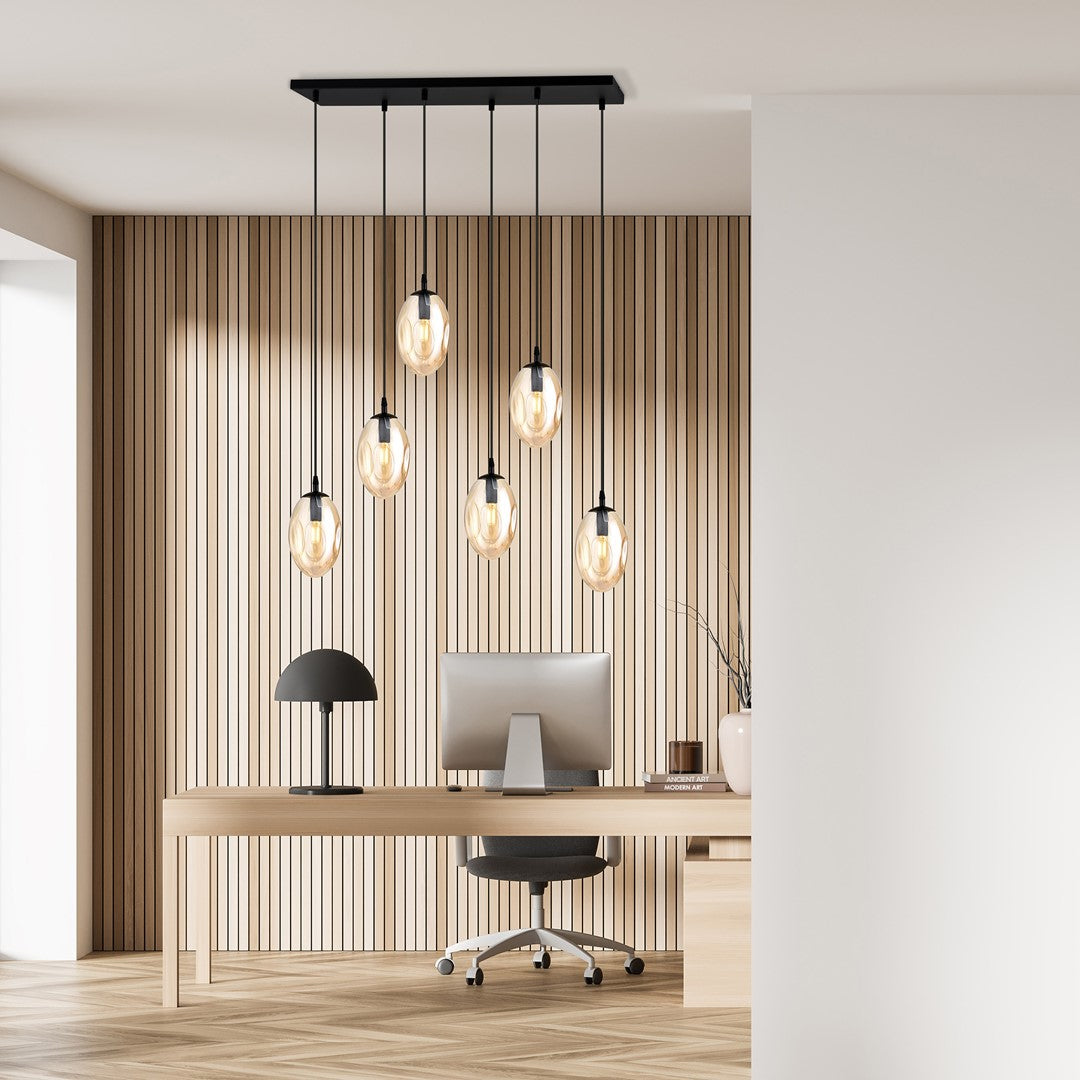 ASTRAL 6 Pendellampe – Sort & Ravfarvet Glas | Emibig