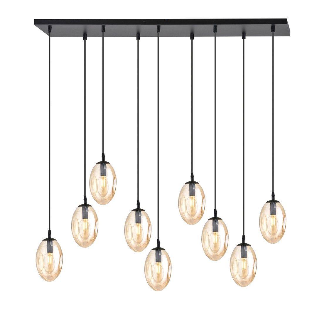 ASTRAL 9 Pendellampe – Sort & Ravfarvet Glas | Emibig