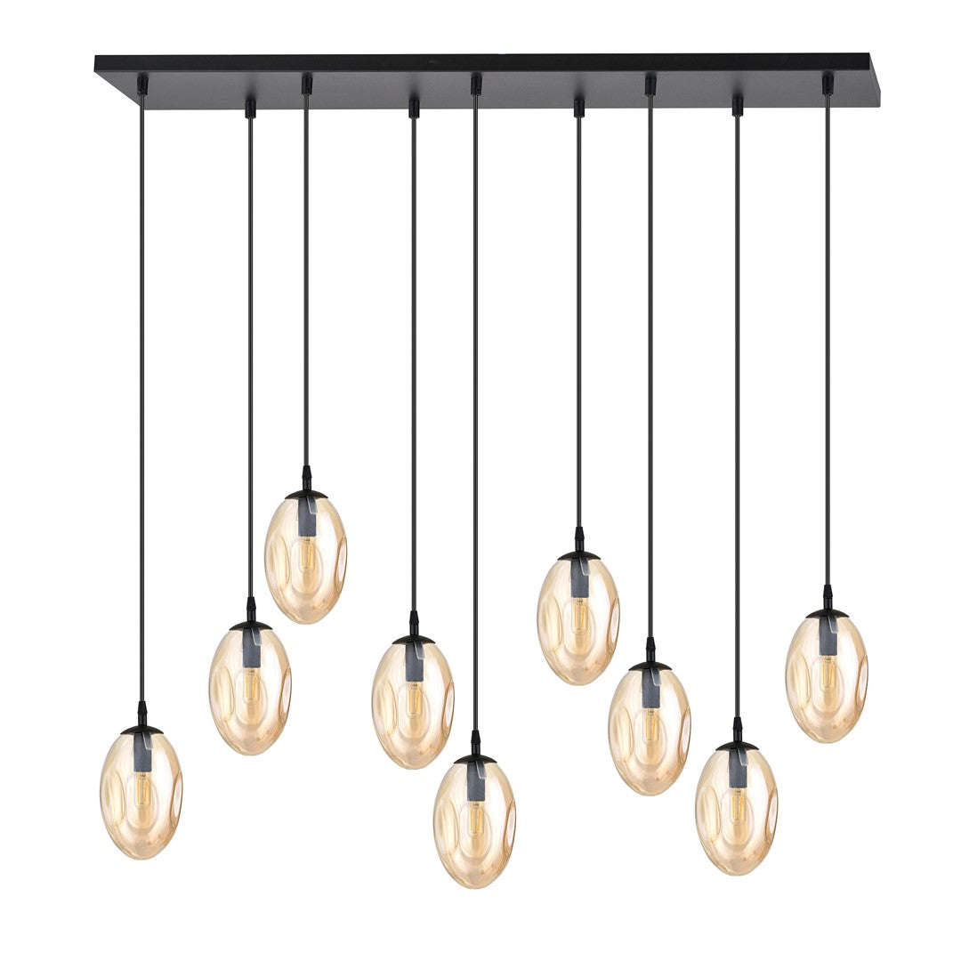 ASTRAL 9 Pendellampe – Sort & Ravfarvet Glas | Emibig