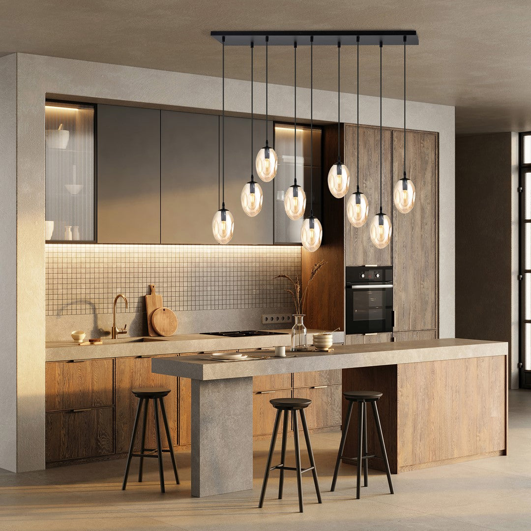 ASTRAL 9 Pendellampe – Sort & Ravfarvet Glas | Emibig