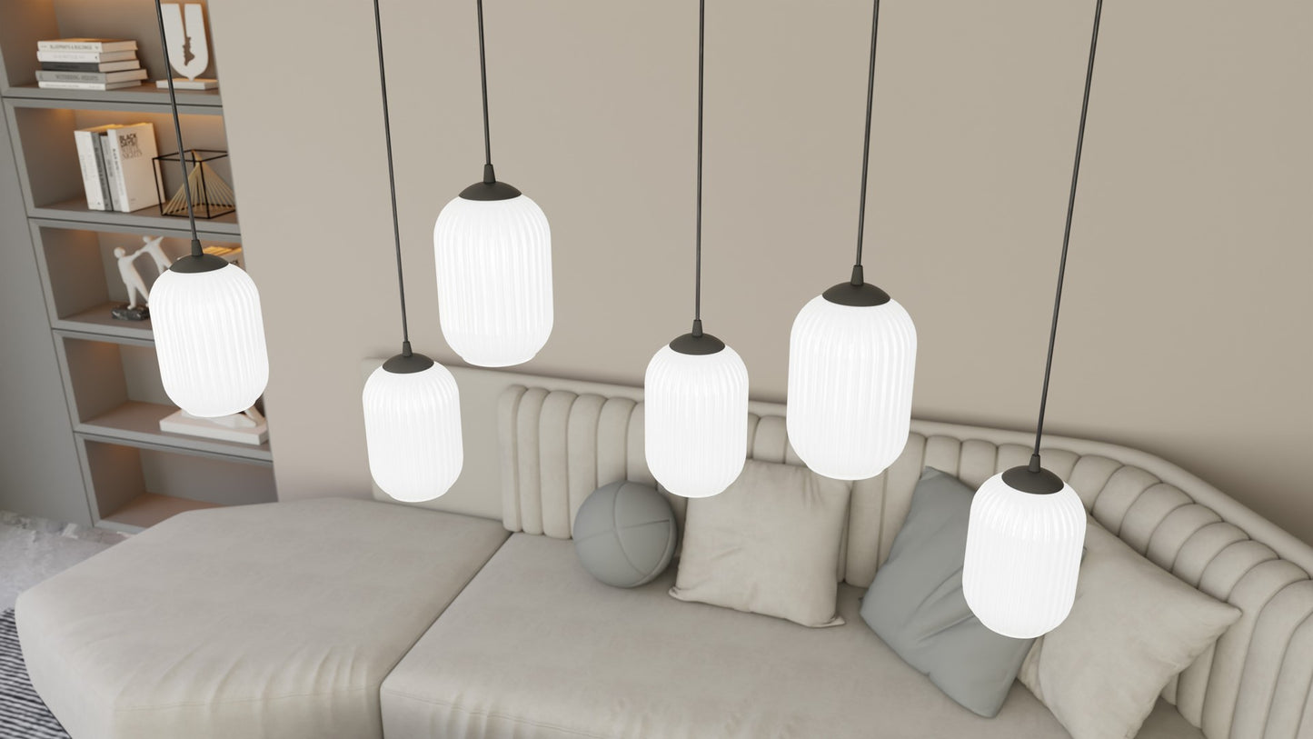 VERDI 3 Sort/Opal pendellampe | Emibig