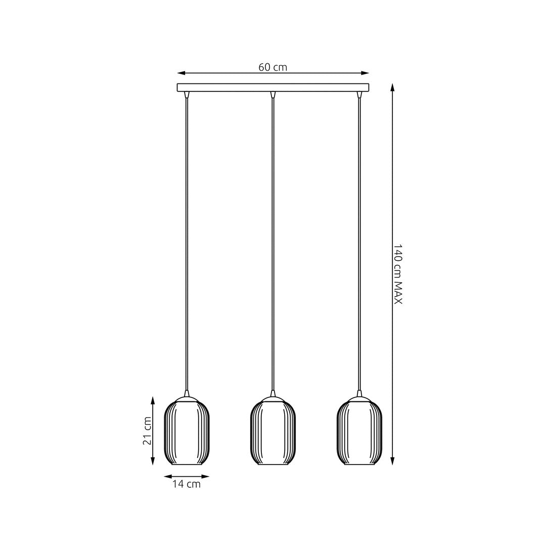 VERDI 3 Sort/Opal pendellampe | Emibig