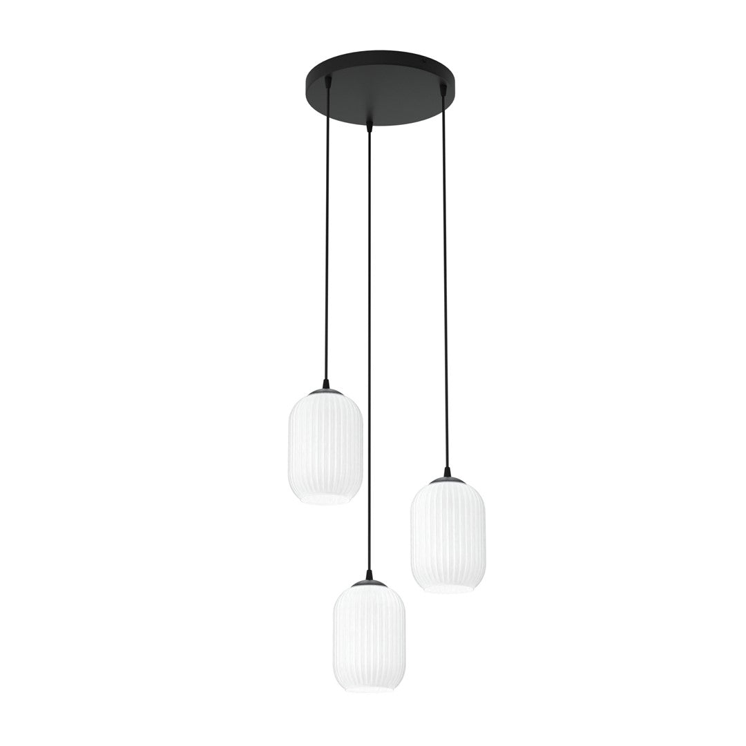 VERDI 3PREM Sort/Opal pendellampe | Emibig