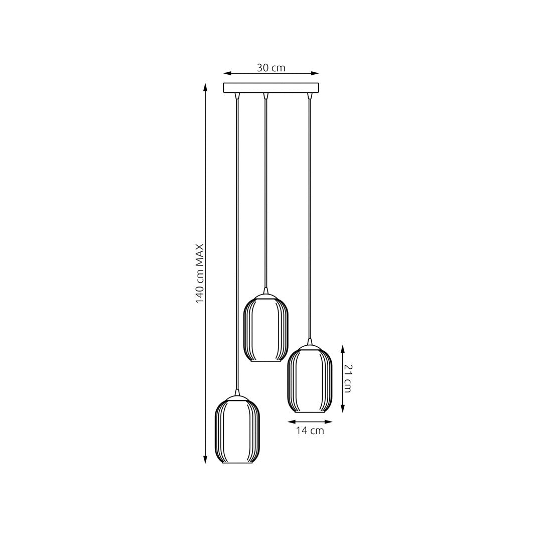 VERDI 3PREM Sort/Opal pendellampe | Emibig