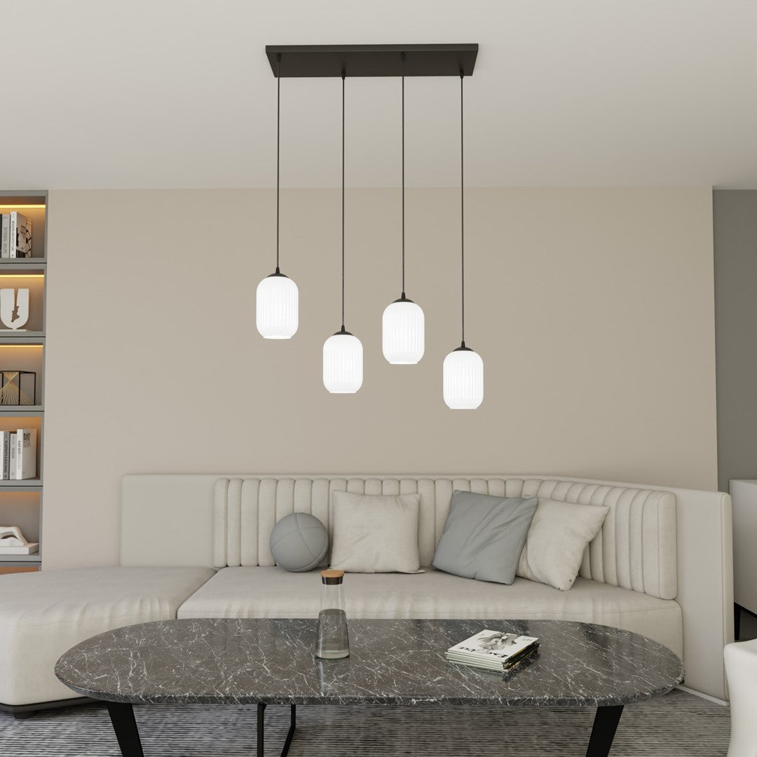 VERDI 4 Sort/Opal pendellampe | Emibig