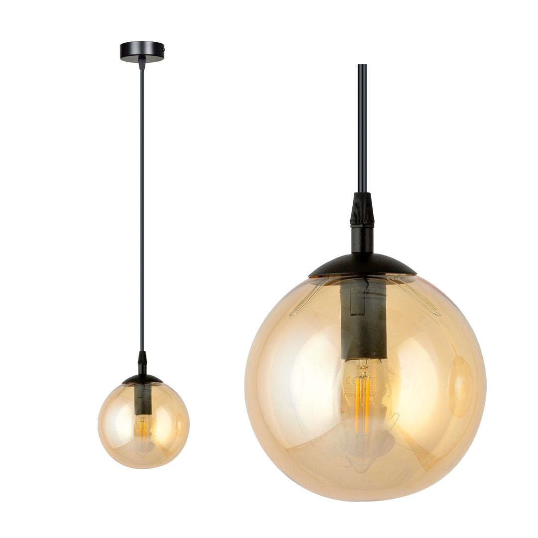 COSMO 1 Pendellampe – Sort & Ravfarvet Glas | Emibig