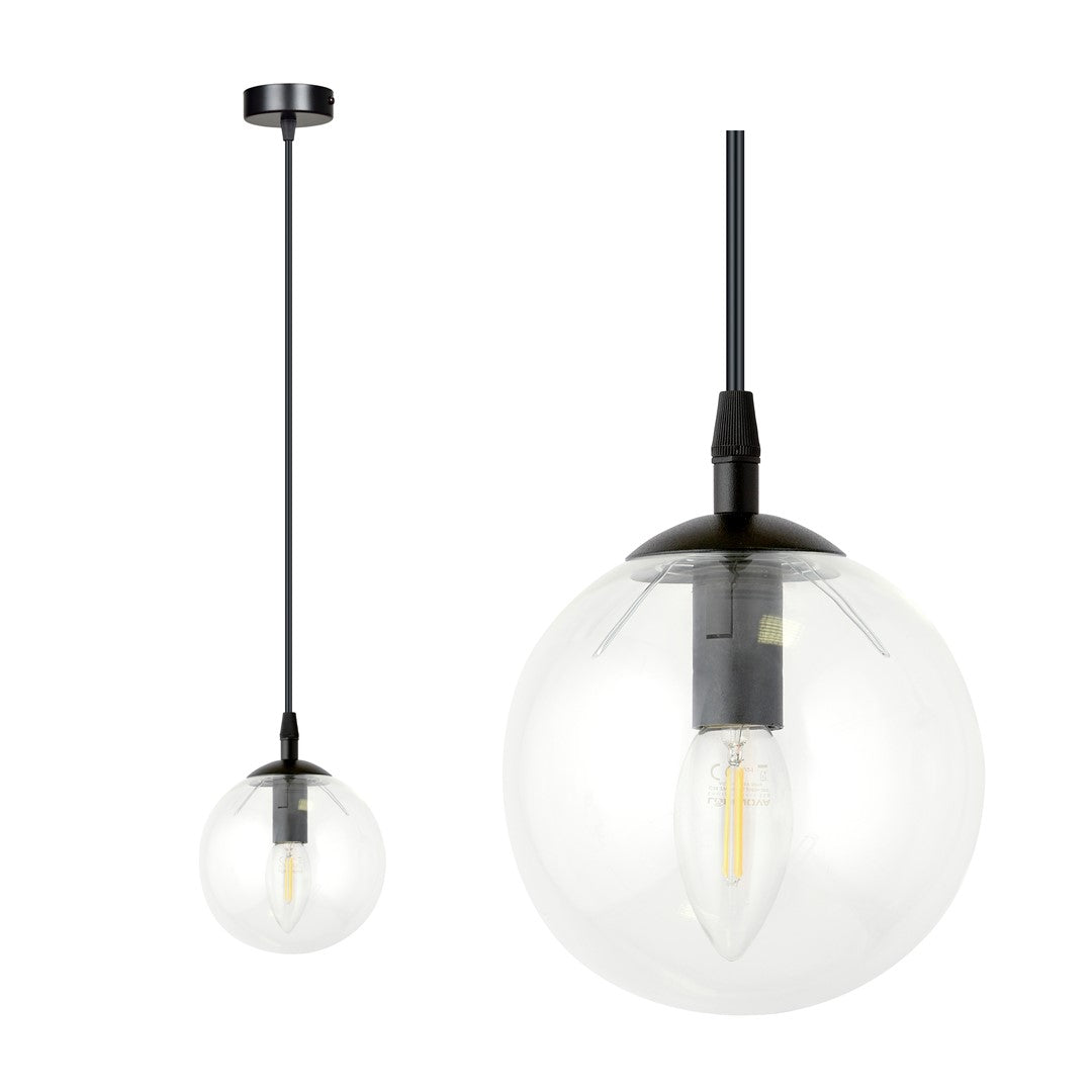 COSMO 1 Pendellampe – Sort & transparent Glas | Emibig