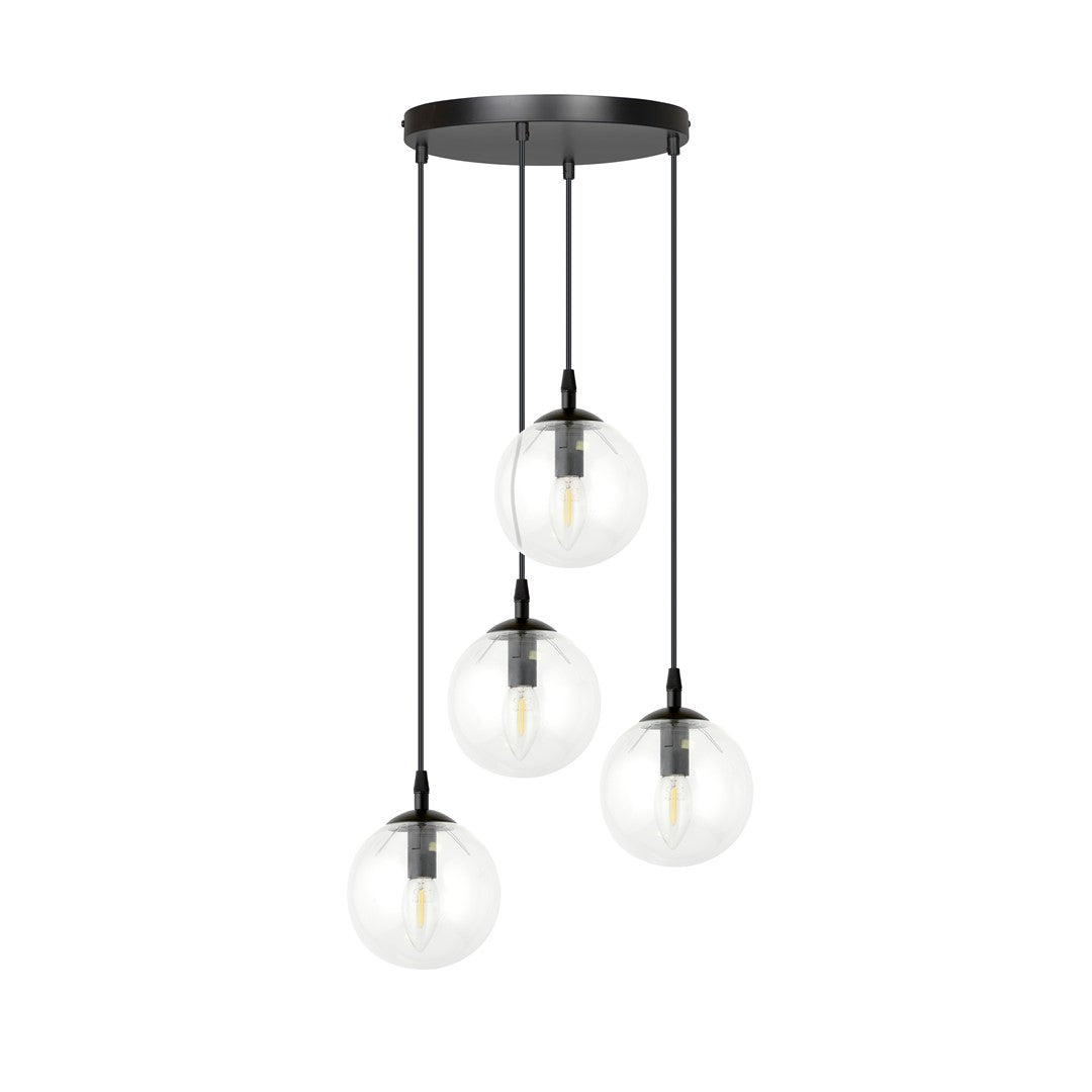 COSMO 4 PREMIUM Pendellampe – Sort & transparent Glas | Emibig