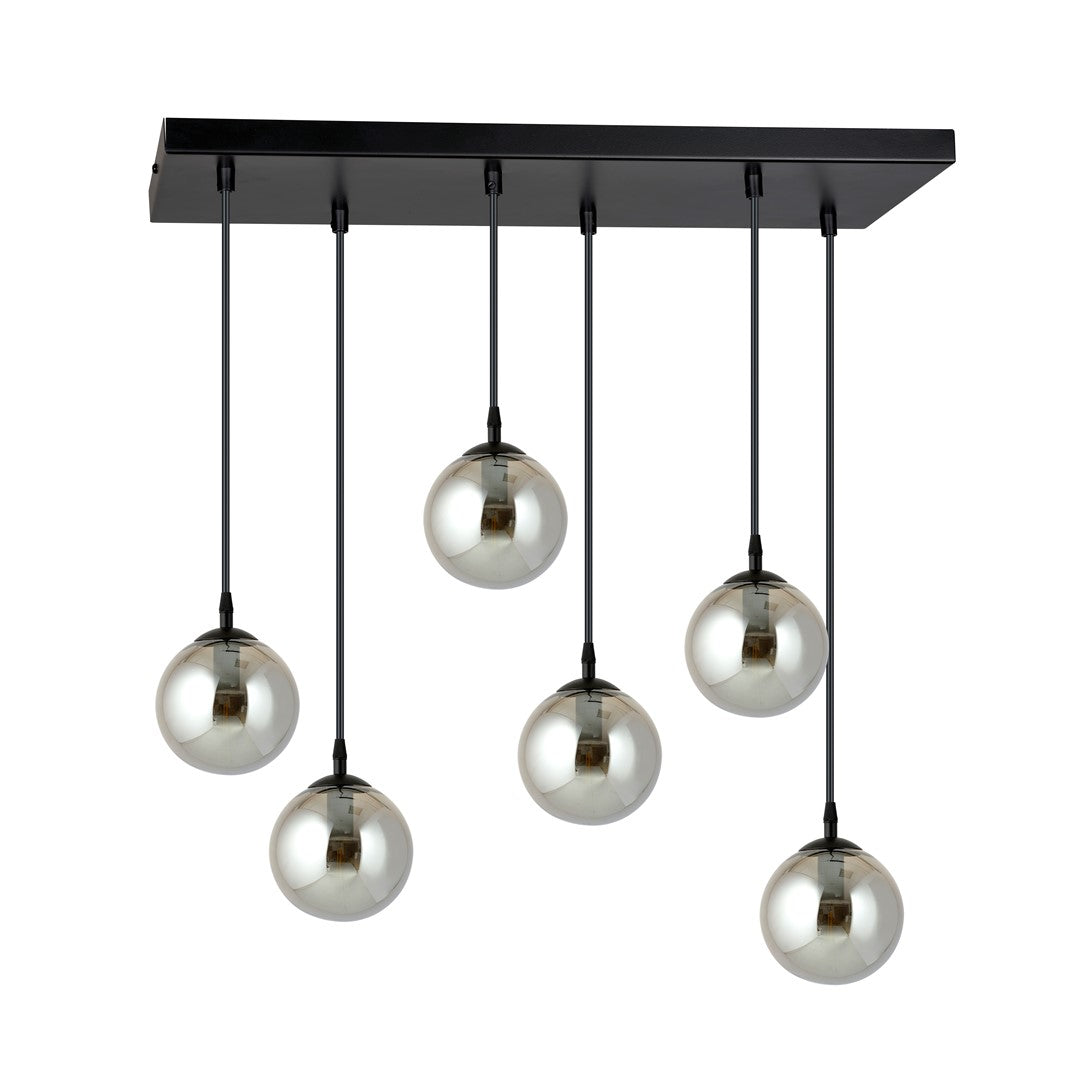 COSMO 6 Pendellampe – Sort & Grafitfarvet Glas | Emibig