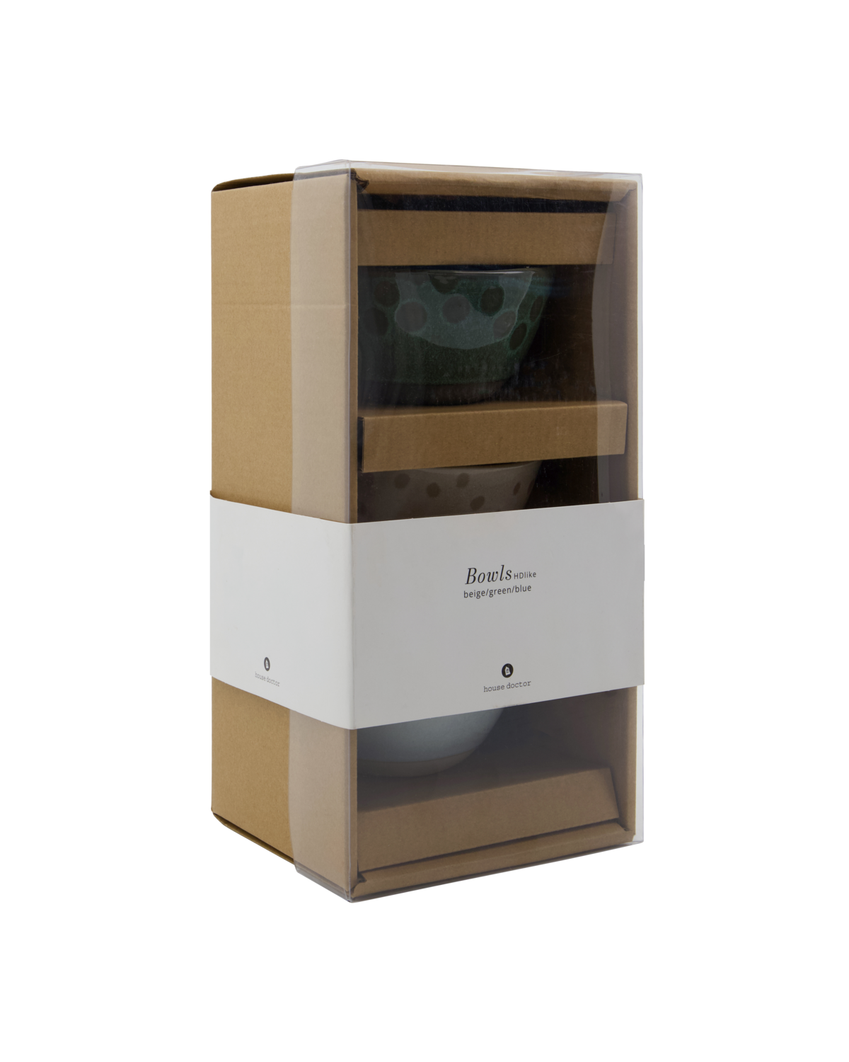 House Doctor Like Skålsæt 3stk. Beige, Grøn og Blå