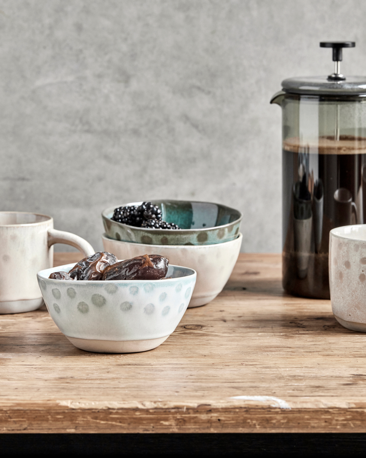 House Doctor Like Skålsæt 3stk. Beige, Grøn og Blå