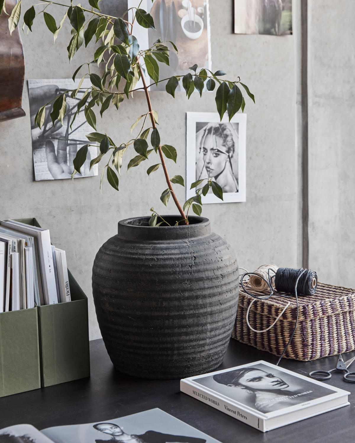 House Doctor Hafa Urtepotte, H31,5cm, Grå;Brun