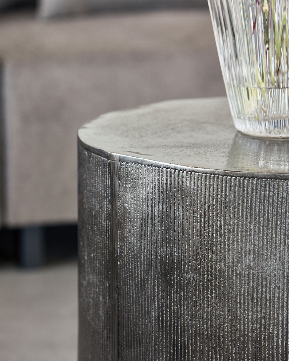 House Doctor Sofabord, Rota, Børstet sølv 50x50cm