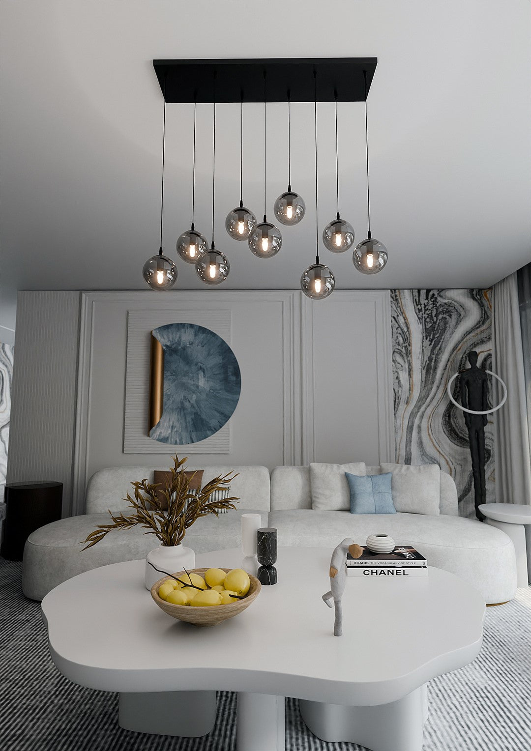 COSMO 9 Pendellampe – Sort & Grafitfarvet Glas | Emibig