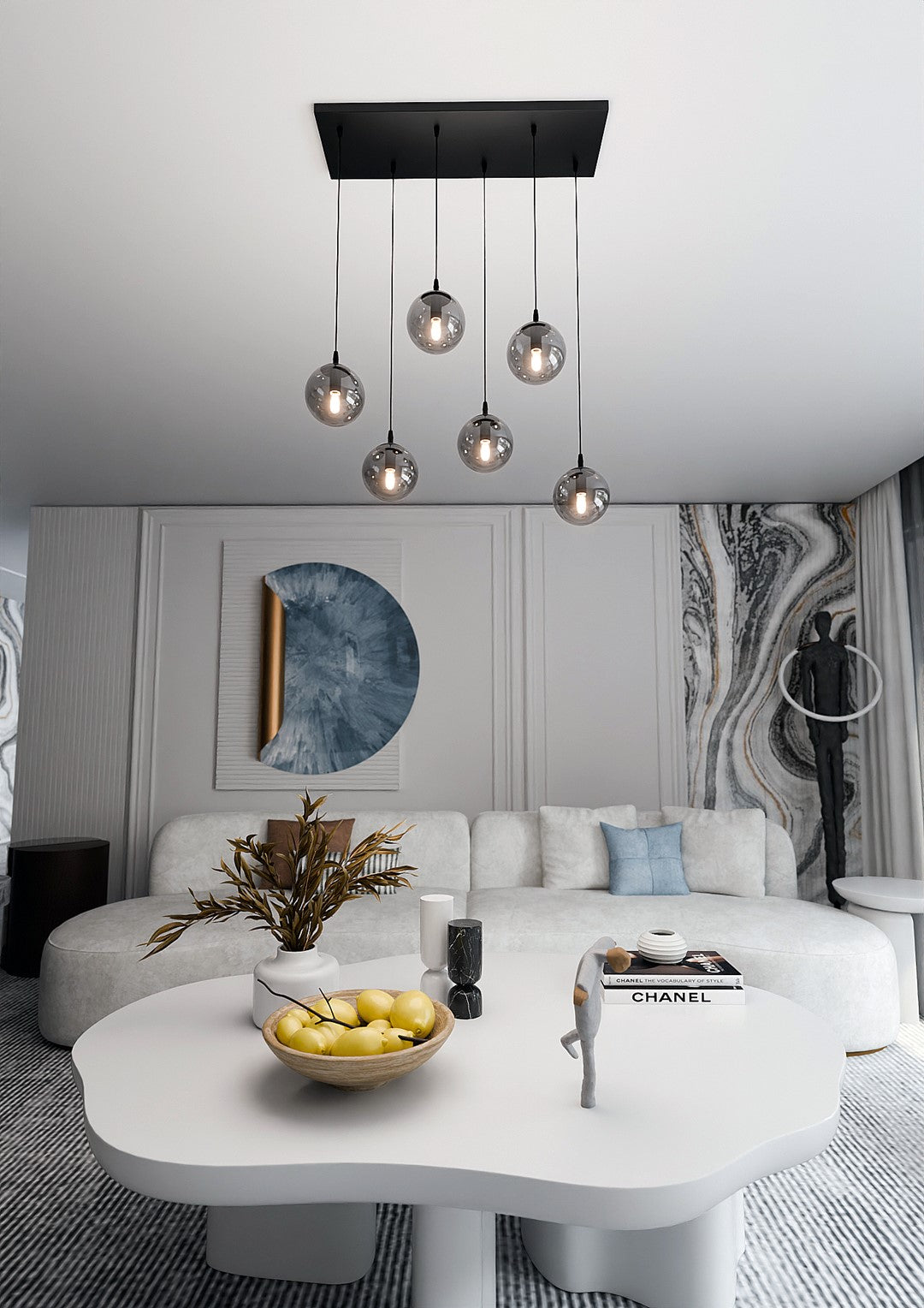 COSMO 6 Pendellampe – Sort & Grafitfarvet Glas | Emibig