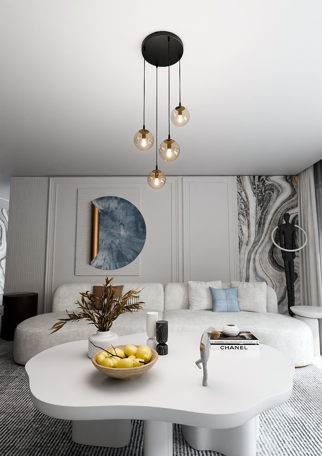 COSMO 4 Pendellampe – Sort & Ravfarvet Glas | Emibig