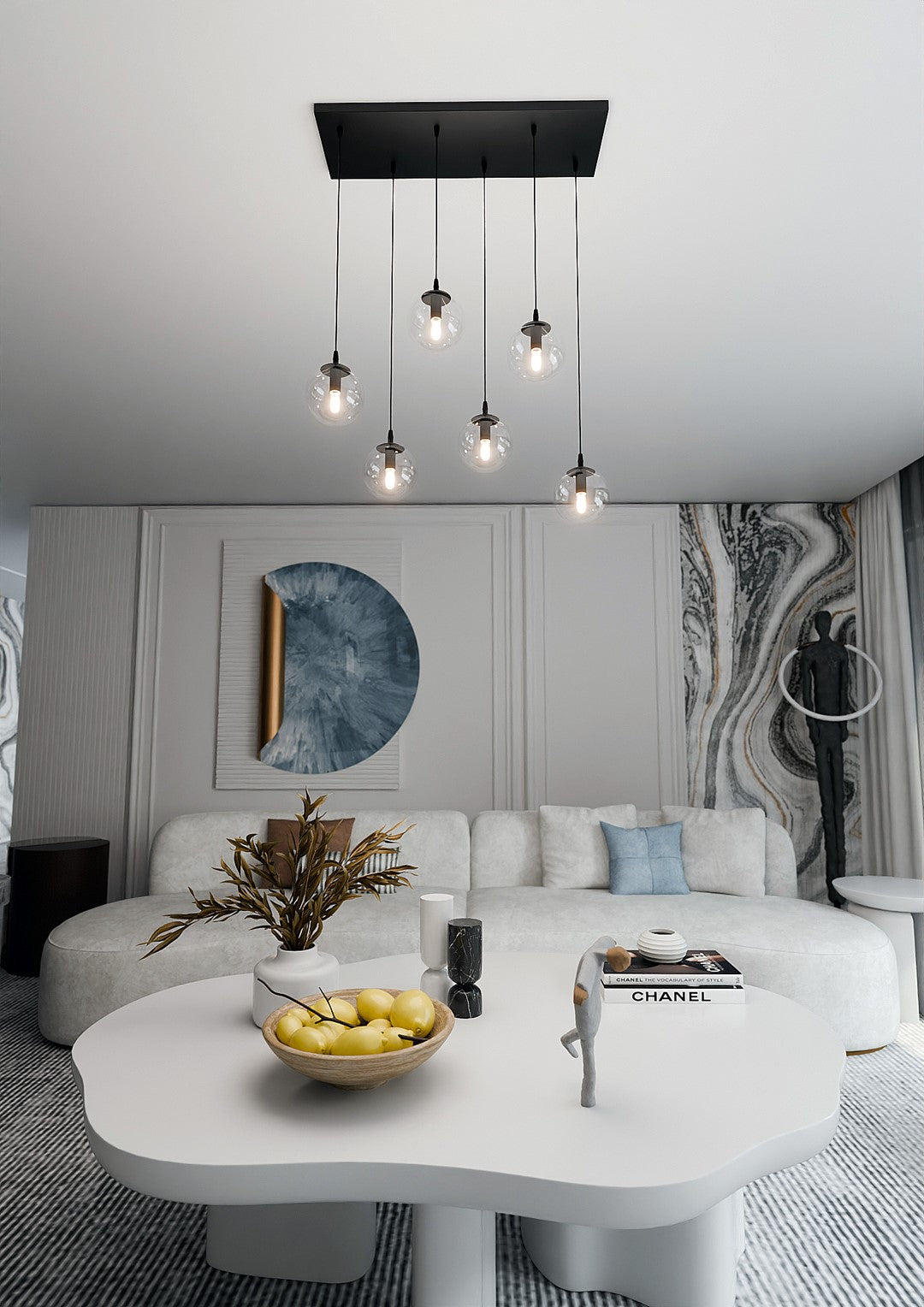 COSMO 6 Pendellampe – Sort & transparent Glas | Emibig
