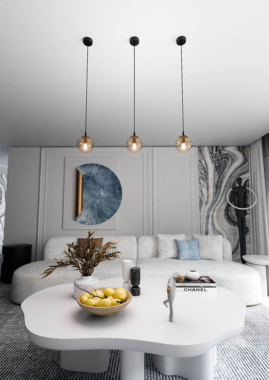 COSMO 1 Pendellampe – Sort & Ravfarvet Glas | Emibig