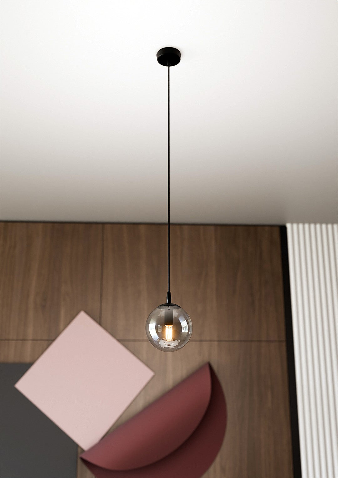 COSMO 1 Pendellampe – Sort & Grafitfarvet Glas | Emibig