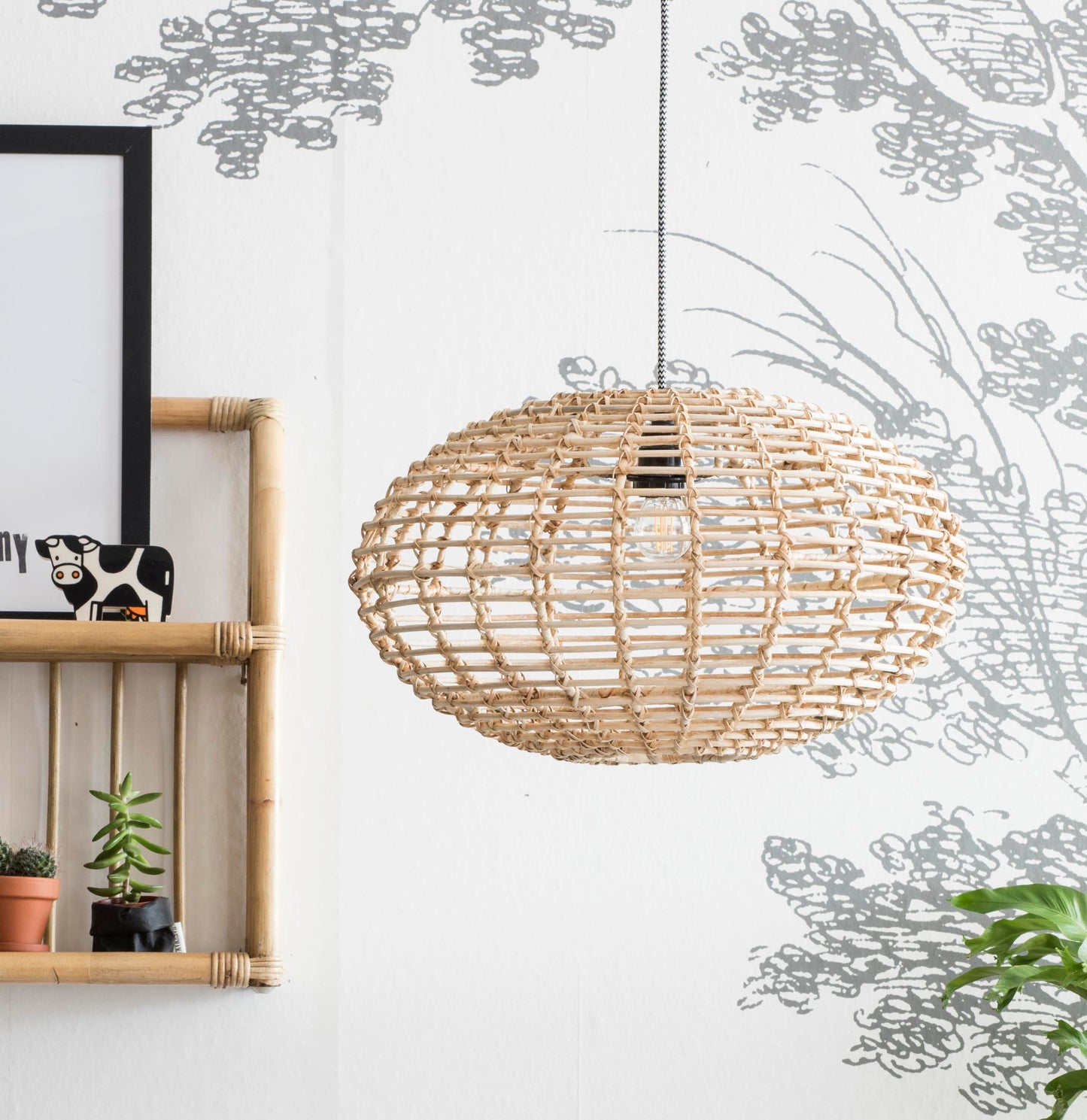 Græskar Pendelampe i Rattan - Natur | KidsDepot