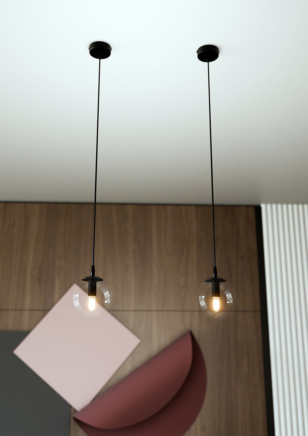 COSMO 1 Pendellampe – Sort & transparent Glas | Emibig